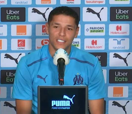 Amine Harit en conférence de presse