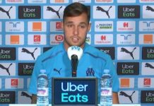 Pol Lirola en conférence de presse avec l'OM