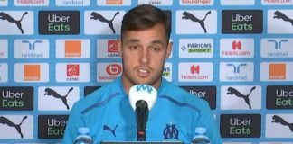 Pol Lirola en conférence de presse avec l'OM