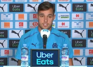 Pol Lirola en conférence de presse avec l'OM
