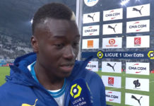 Pape Gueye après OM-OL (capture écran Prime Video)