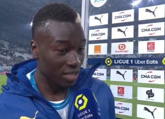 Pape Gueye après OM-OL (capture écran Prime Video)