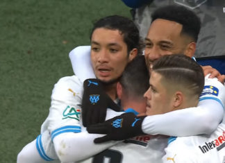 Thionville-OM (0-1) : le résumé vidéo avec le but d’Aubameyang Aubameyang célèbre son but lors de Thionville-OM (capture écran Youtube)