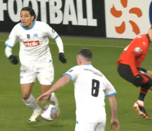 Bilal Nadir lors de Rennes-OM (capture écran beIN)