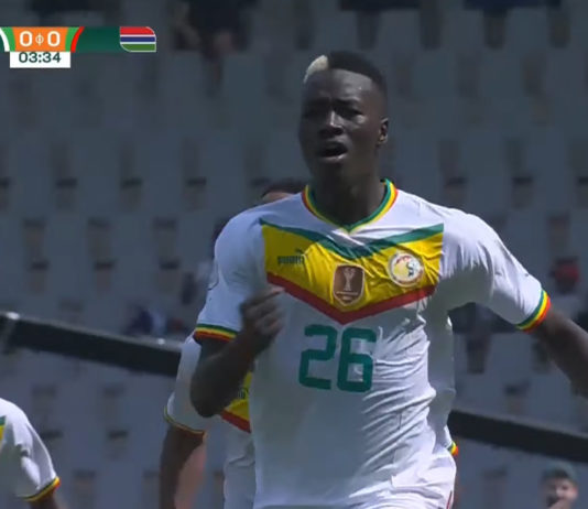 Pape Gueye décisif lors de Sénégal - Gambie (capture écran Youtube)