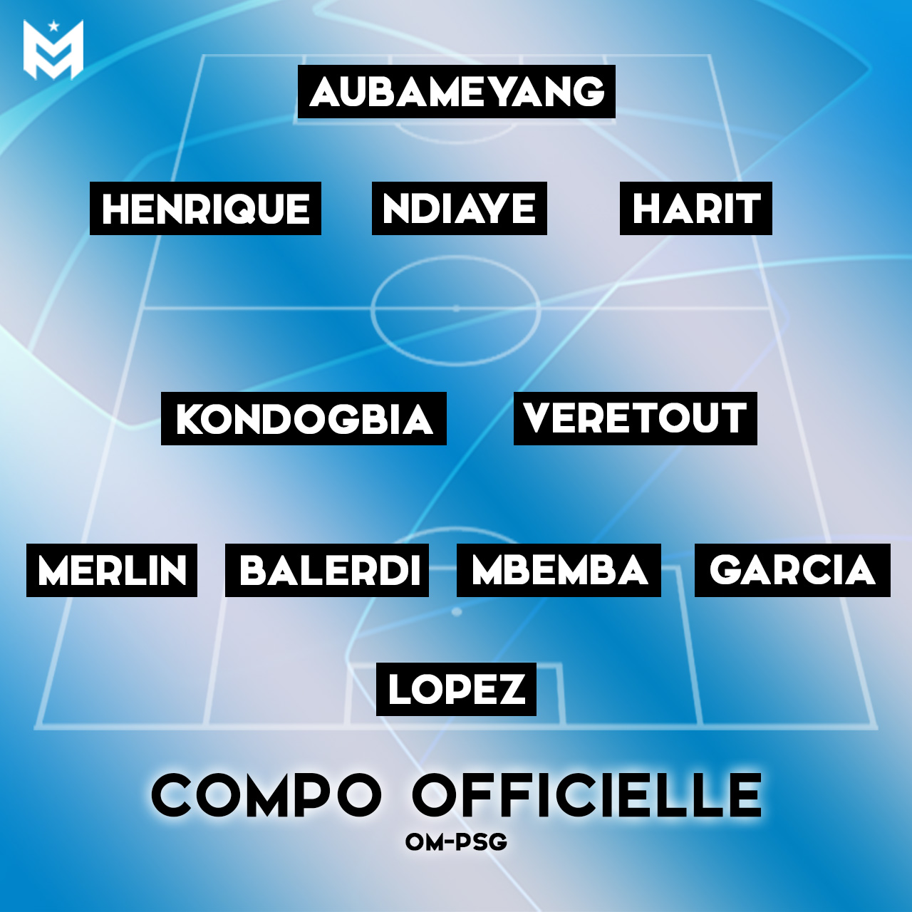 La compo officielle de Gasset pour OM-PSG