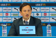 Pablo Longoria, le président de l'OM, lors de la présentation de Roberto De Zerbi