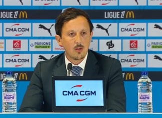 Pablo Longoria, le président de l'OM, lors de la présentation de Roberto De Zerbi