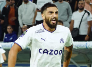 Gigot célèbre un but avec l'OM