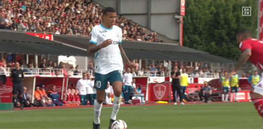 Greenwood lors de Brest-OM (capture écran DAZN)