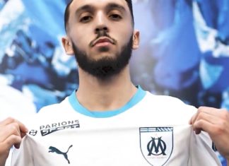 Amine Gouiri pose sous les couleurs de l'OM