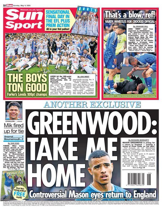 Greenwood fait la Une du Sun