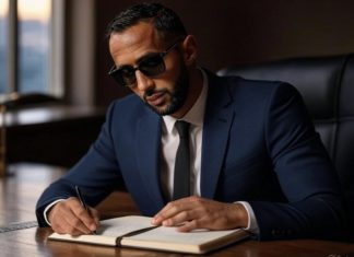 Medhi Benatia en pleine réflexion sur le mercato OM (image générée par IA)