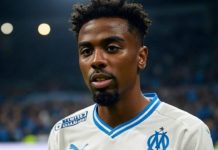 Angel Gomes sous le maillot de l'OM (image générée par IA)