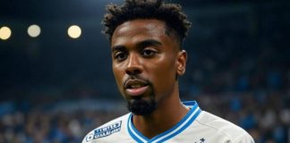 Angel Gomes sous le maillot de l'OM (image générée par IA)