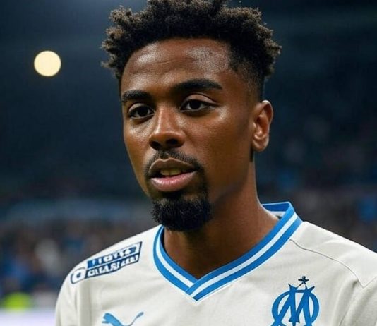 L’OM officialise sa première recrue du mercato Angel Gomes sous le maillot de l'OM (image générée par IA)