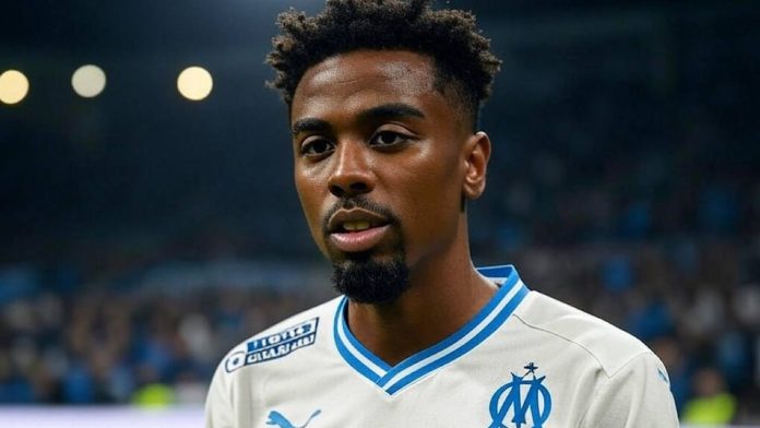 Angel Gomes sous le maillot de l'OM (image générée par IA)