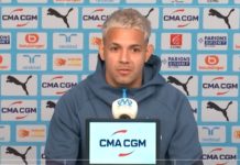 Facundo Medina en conférence de presse avec l'OM