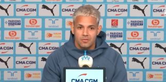Facundo Medina en conférence de presse avec l'OM