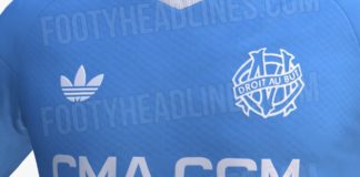 Le maillot extérieur adidas de l'OM pour la saison 2027/2028 selon FootyHealdines