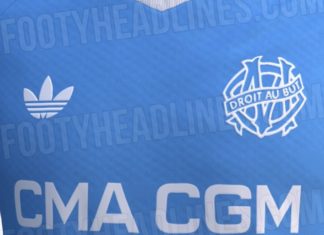 Le maillot extérieur adidas de l'OM pour la saison 2027/2028 selon FootyHealdines