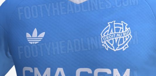 Le maillot extérieur adidas de l'OM pour la saison 2027/2028 selon FootyHealdines